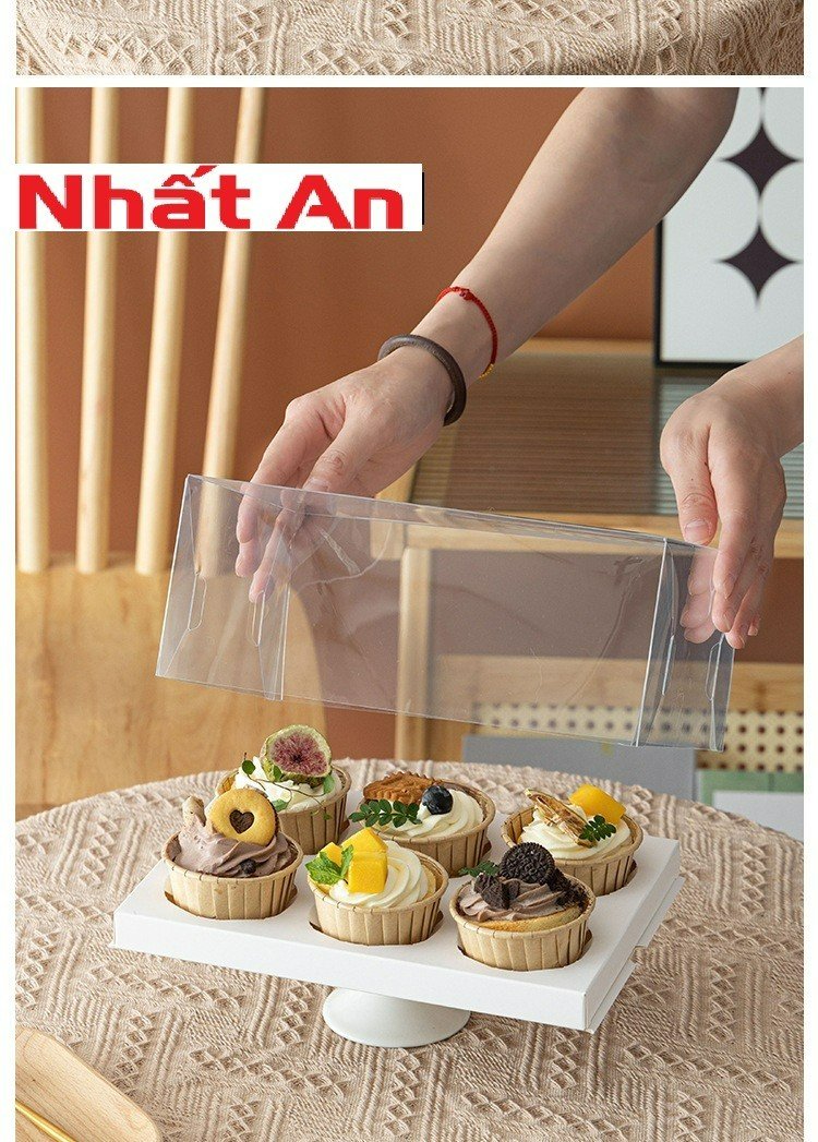 Hộp cupcake mica trong 12 bánh (1 - 50 - 100 hộp)