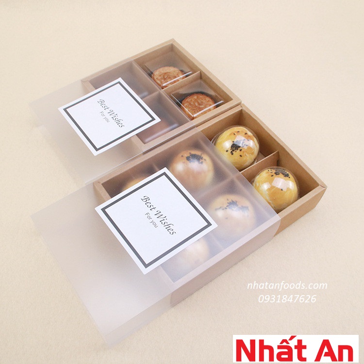 Hộp giấy nâu nắp nhựa mờ 6 ngăn