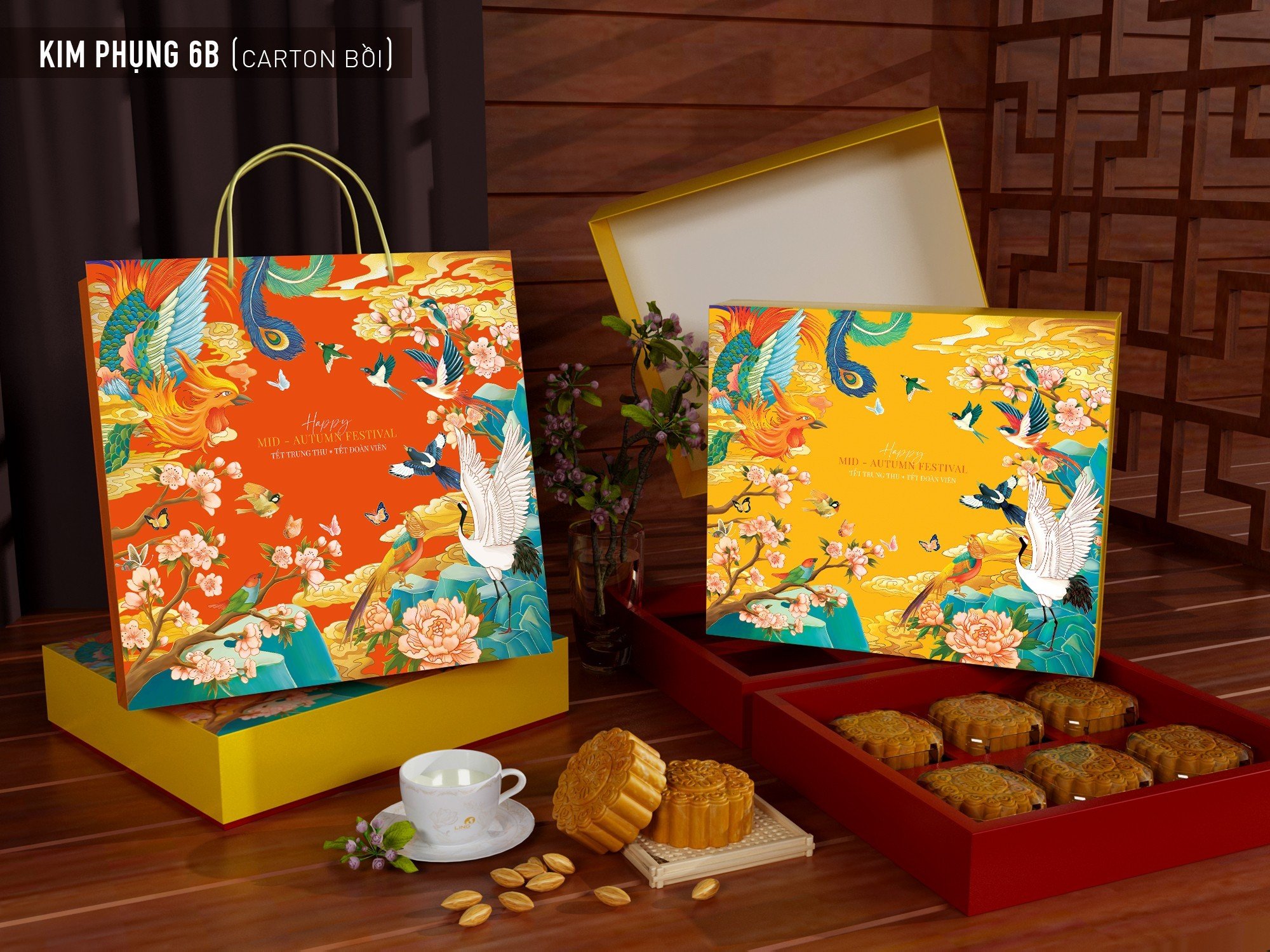 Hộp trung thu 6 bánh Kim Phụng 100gr-125gr 