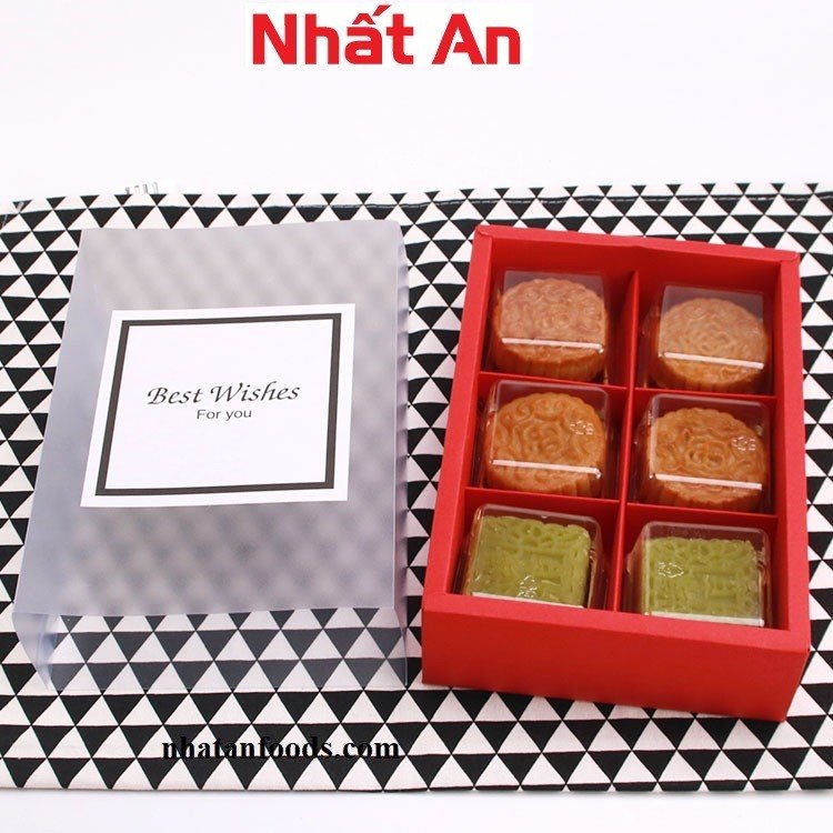 Hộp giấy đỏ nắp nhựa mờ 6 ngăn