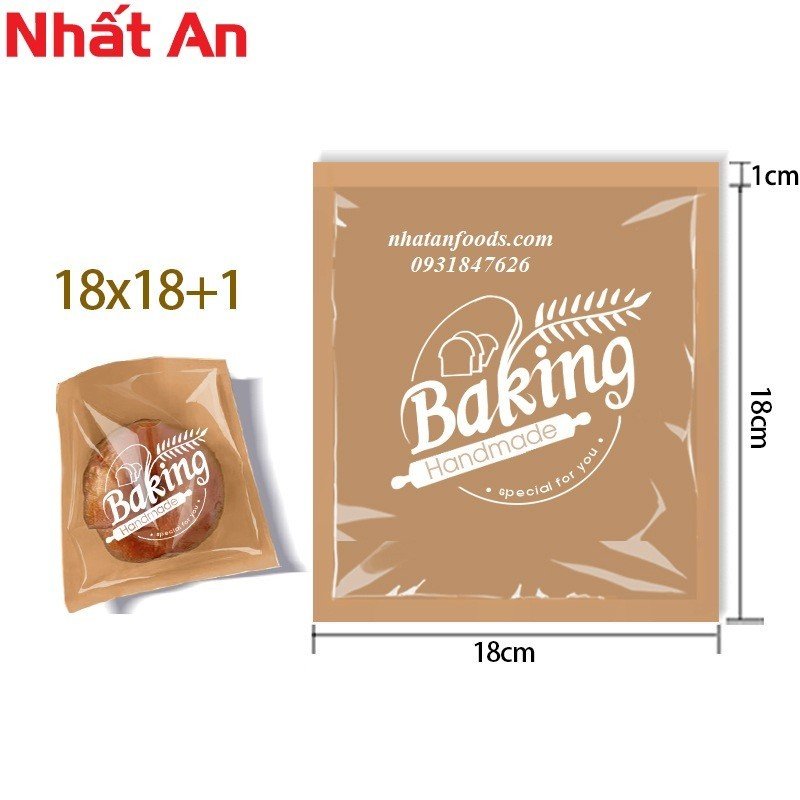 Túi đựng bánh mì có 2 màu 18x19cm nâu - Set 100 túi