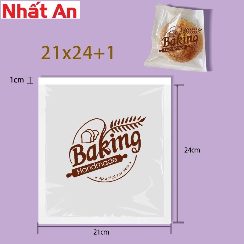 Túi đựng bánh mì Baking có 2 màu 21 x 24cm - Set 100 túi