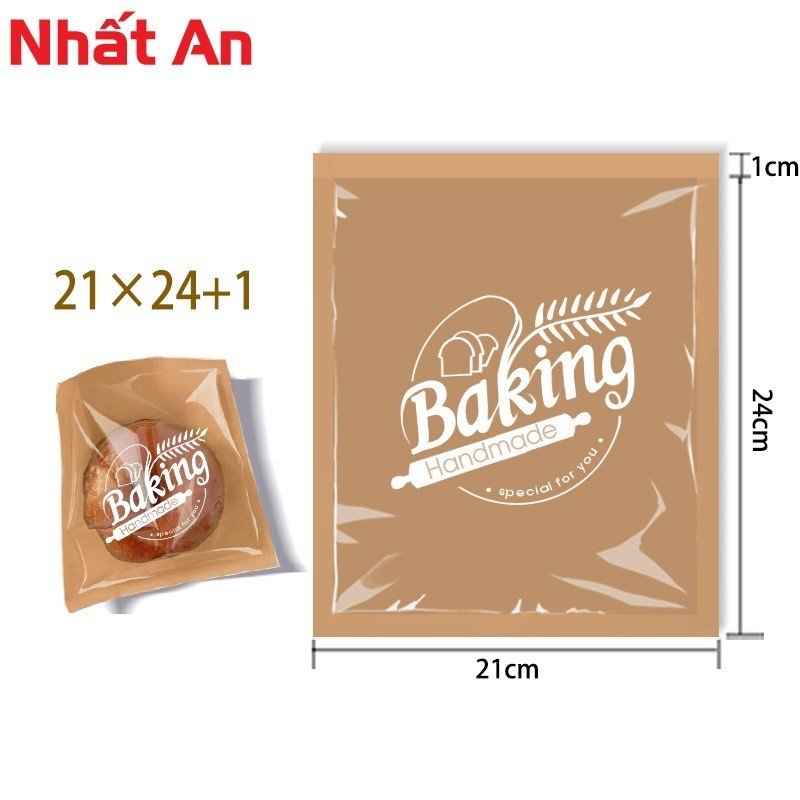 Túi đựng bánh mì Baking có 2 màu 21 x 24cm - Set 100 túi