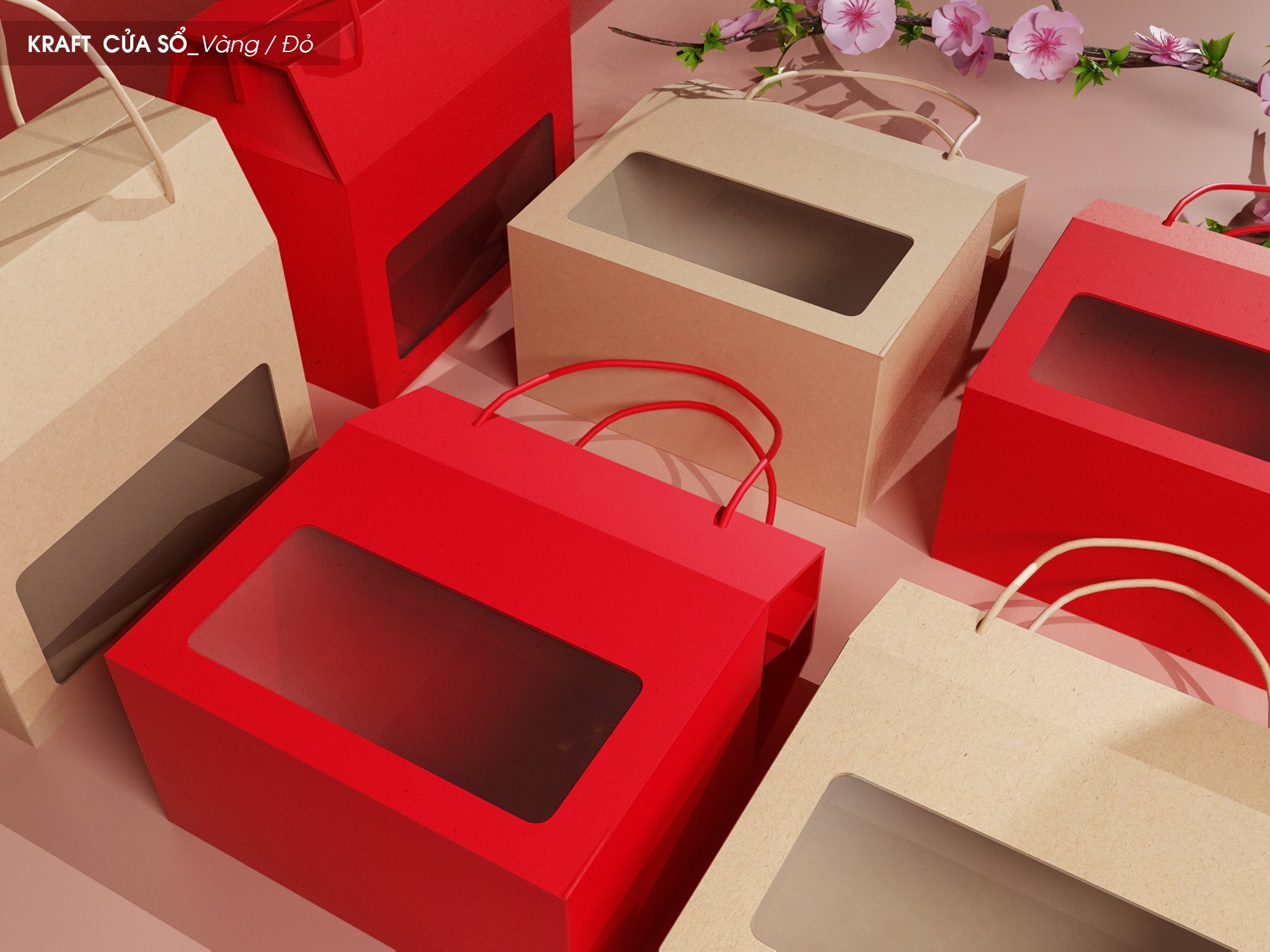 Hộp Tết kraft nâu ô cửa sổ