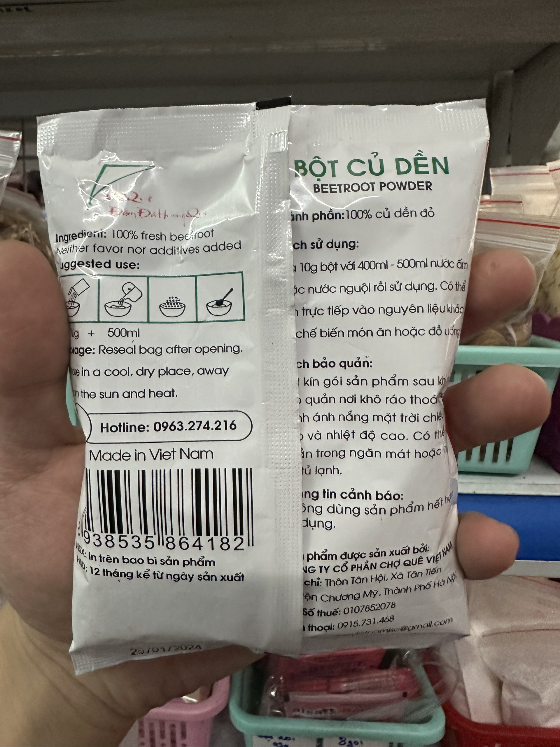 Bột màu tự nhiên củ dền Chợ Quê 50gr