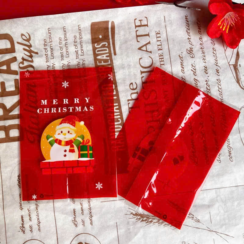 Túi hàn 7x10cm Noel Người tuyết găng tay xanh 100 túi