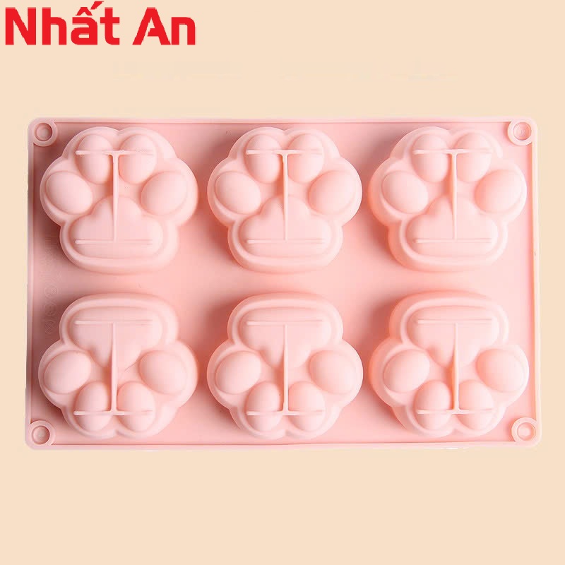 Khuôn Silicone 6 Bàn Chân Mèo