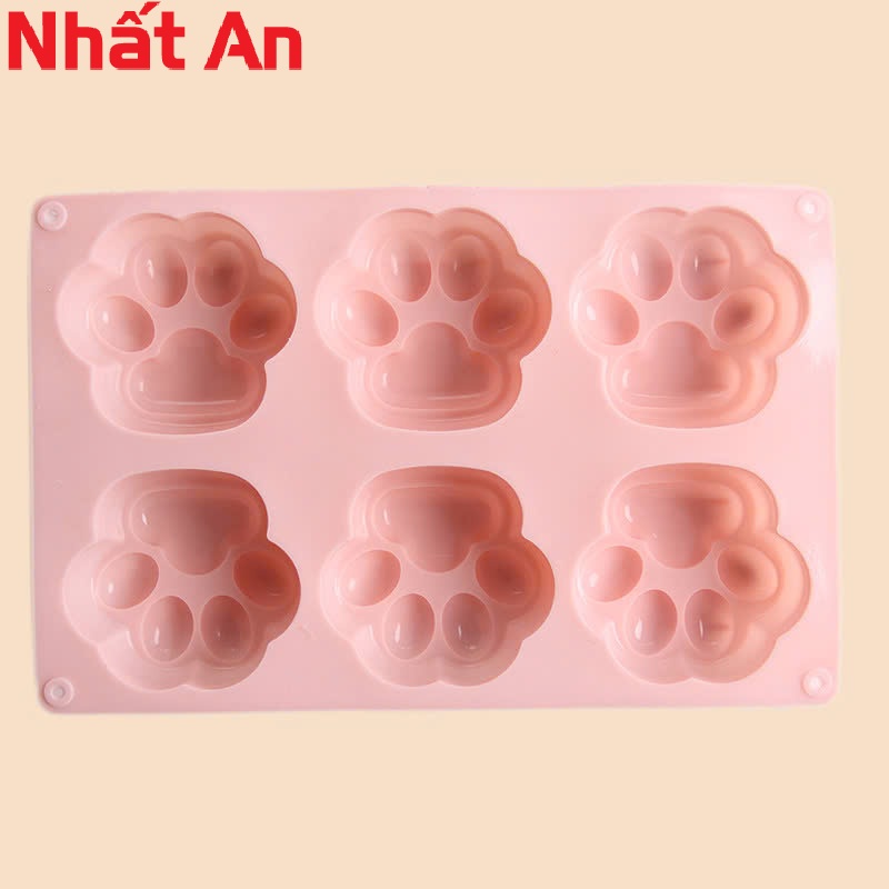 Khuôn Silicone 6 Bàn Chân Mèo