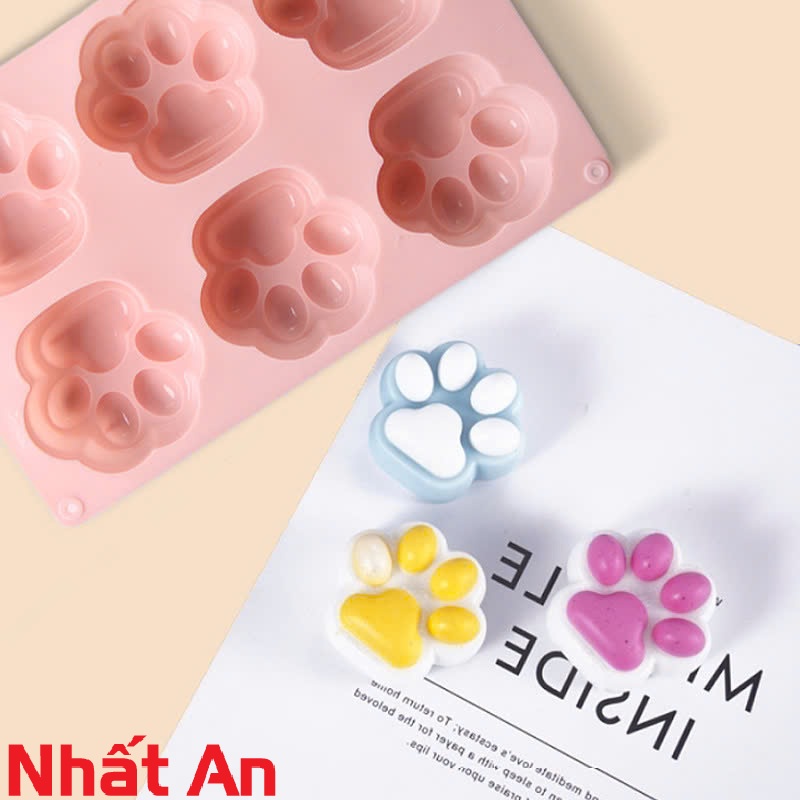 Khuôn Silicone 6 Bàn Chân Mèo