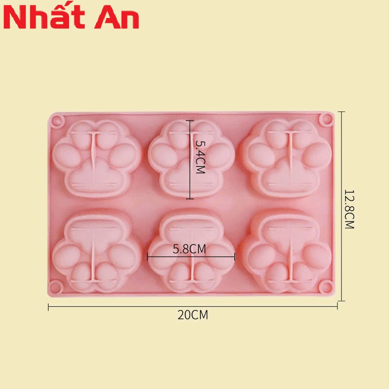 Khuôn Silicone 6 Bàn Chân Mèo