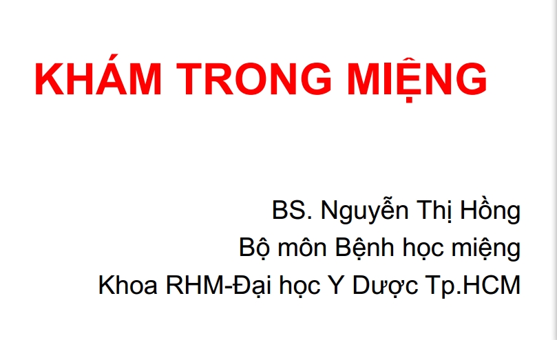 Sách khám trong miệng