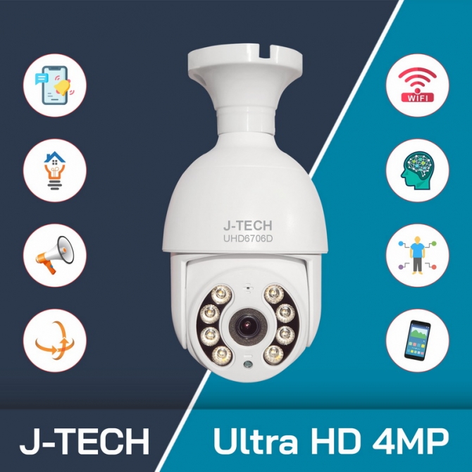 Camera Wifi J-TECH UHD6706D (4.0MP, XOAY, SMART LIGHT)