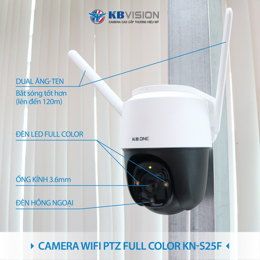 CAMERA KBONE 2MP PTZ FULL COLOR KN-S25F