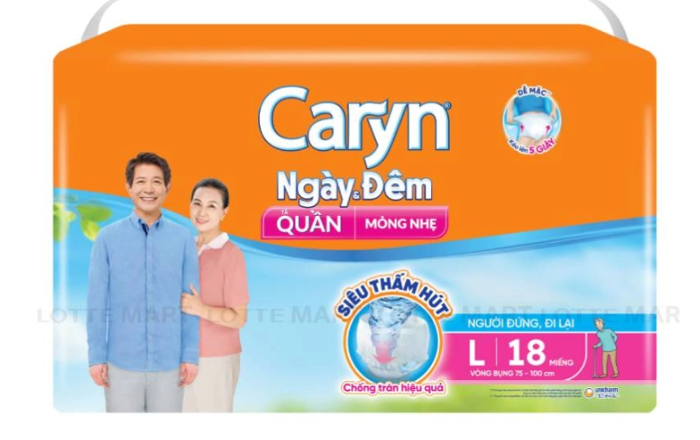 Tã Quần Người Lớn Caryn Mỏng Nhẹ Ngày và Đêm Size L Bịch 18 Miếng