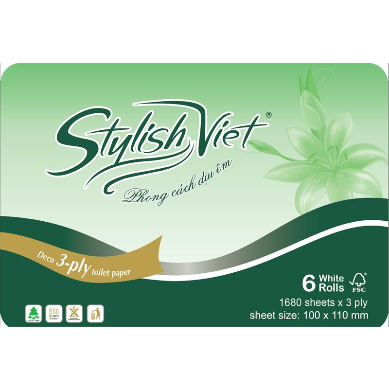 Giấy vệ sinh Stylish 6 cuộn xanh