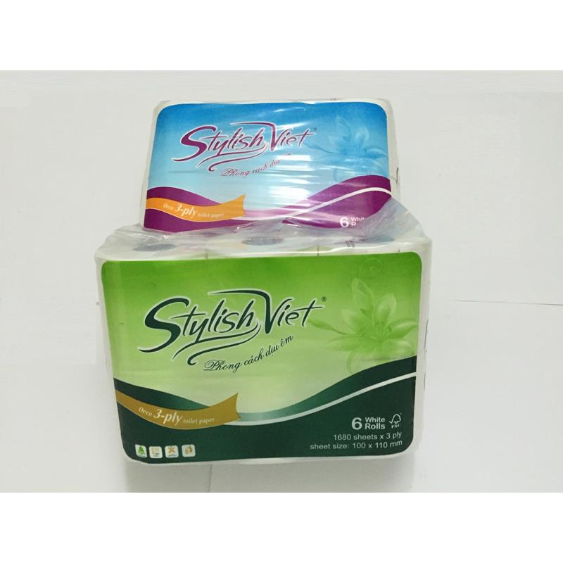 Giấy vệ sinh Stylish 6 cuộn xanh