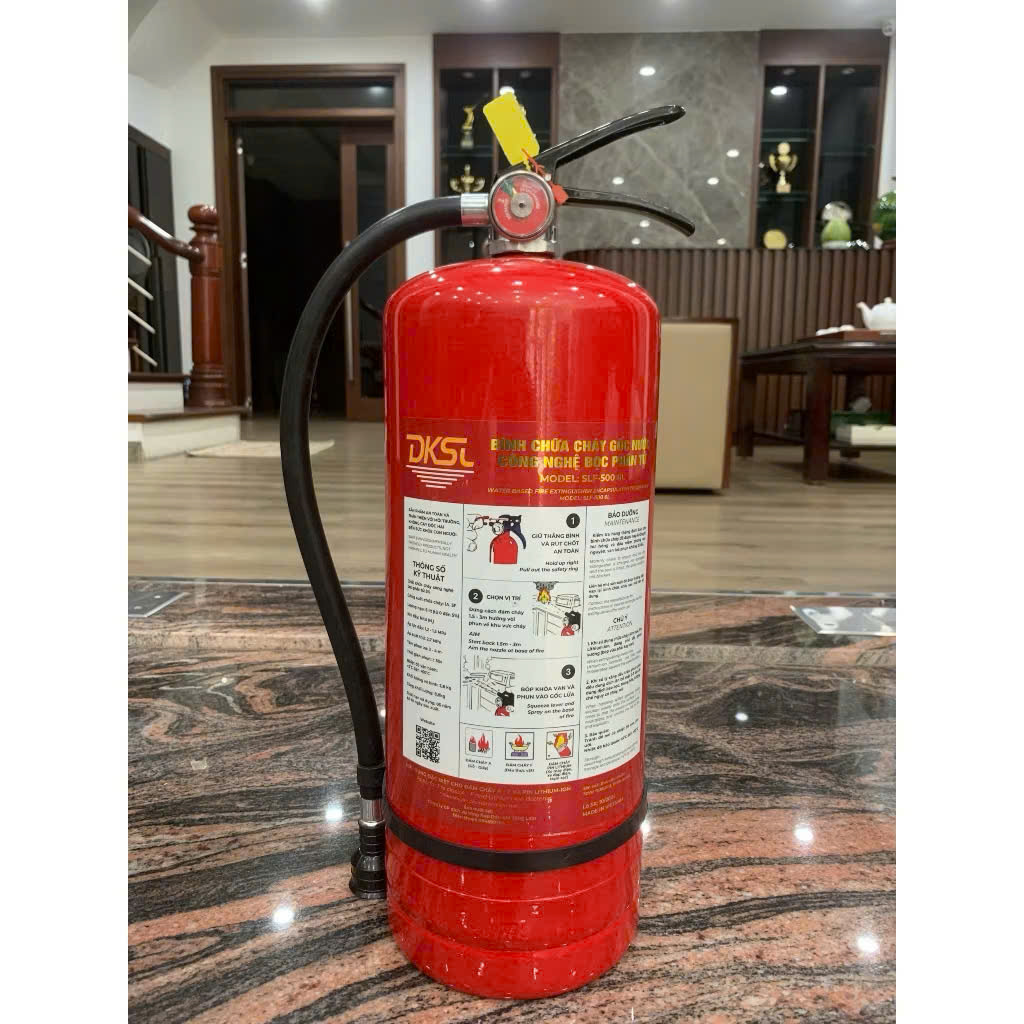 Bình chữa cháy gốc nước công nghệ bọc phân tử F500 Model SLF-500 6L vỏ thép sơn tĩnh điện DKSL