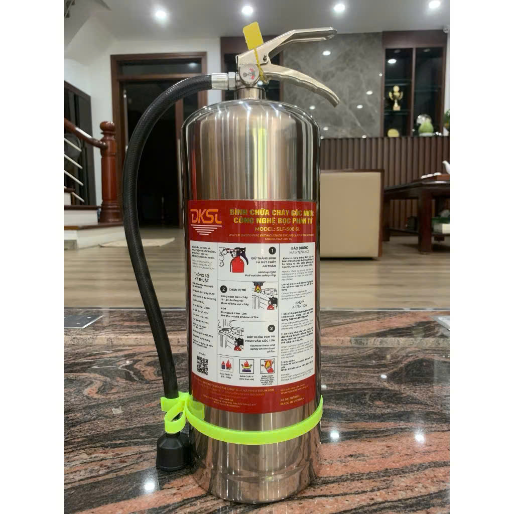 Bình chữa cháy gốc nước công nghệ bọc phân tử F500 Model SLF-500 6L vỏ inox DKSL
