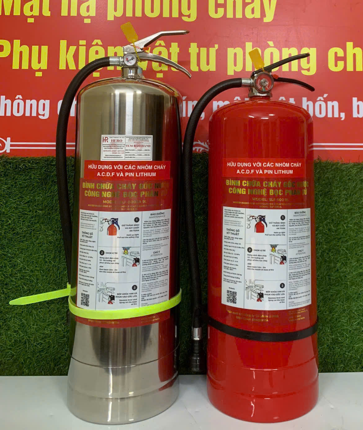 Bình chữa cháy gốc nước công nghệ bọc phân tử F500 Model SLF-500 9L vỏ thép sơn tĩnh điện DKSL