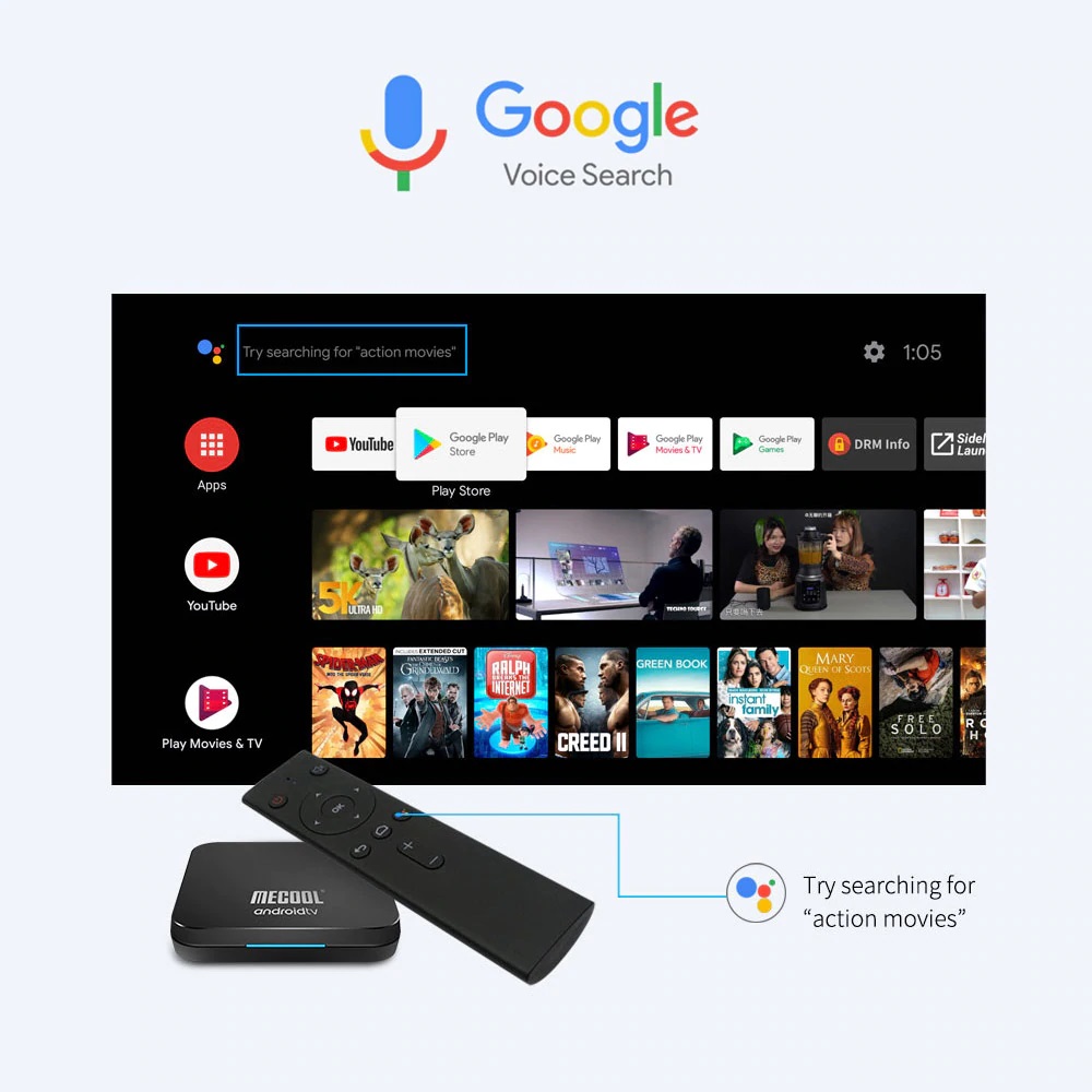 Android Tivi Box Mecool KM9 kèm điều khiển giọng nói