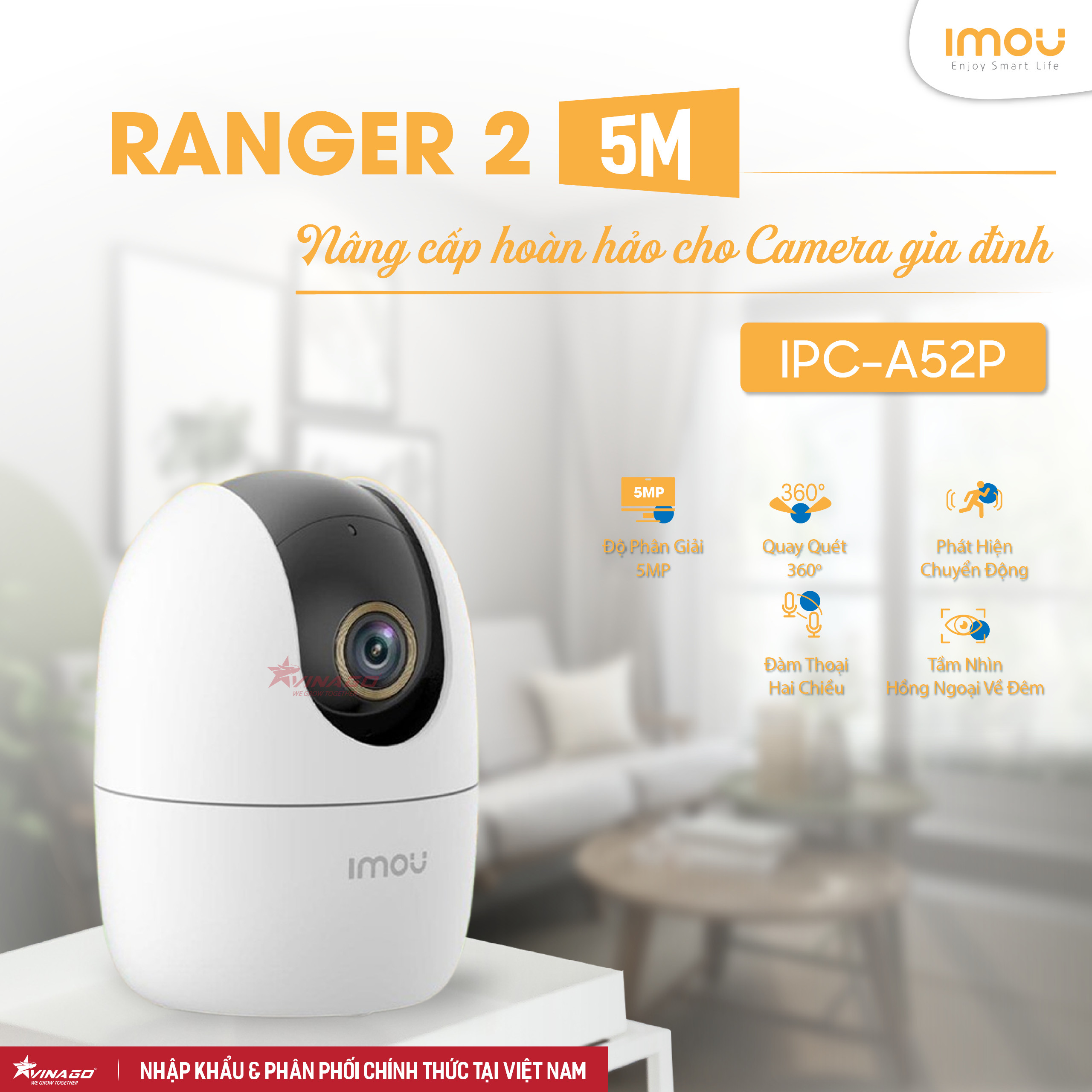 IMOU RANGER 2 5MP - A52 - CAMERA TRONG NHÀ CHUẨN 3K, QUAY QUÉT TOÀN ...