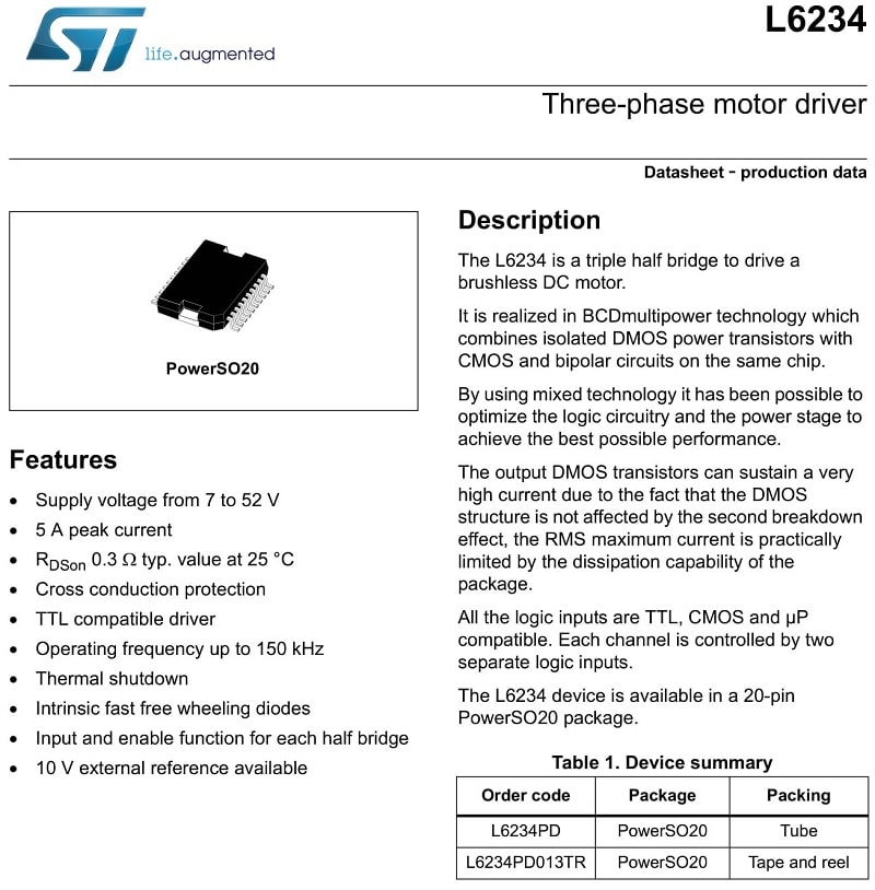 L6234 Module L6234 HSOP20 Three-phase Motor – Vật Tư Giá Sỉ - Tổng Kho Solar