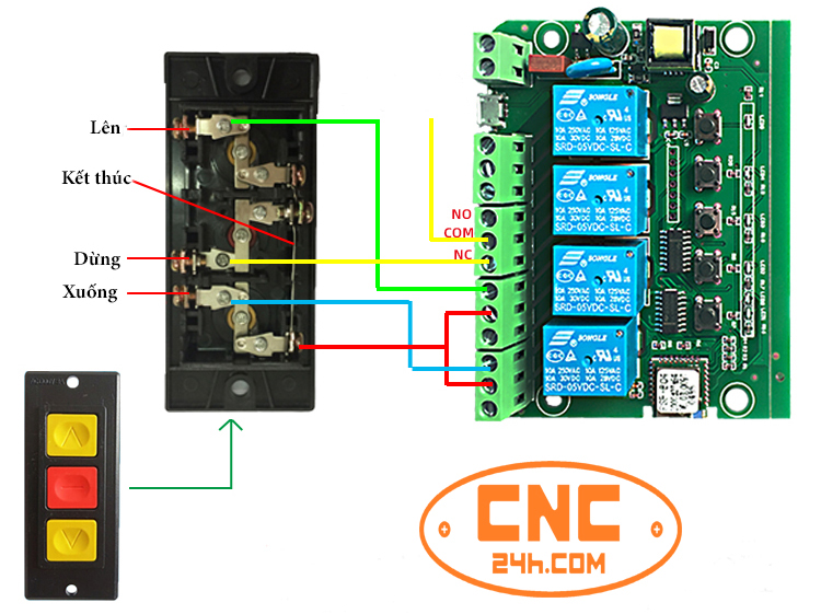 Đấu nối công tắc wifi 4 kênh