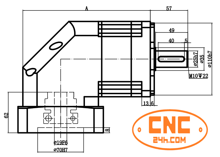 Hộp số vuông góc cho động cơ servo 1KW