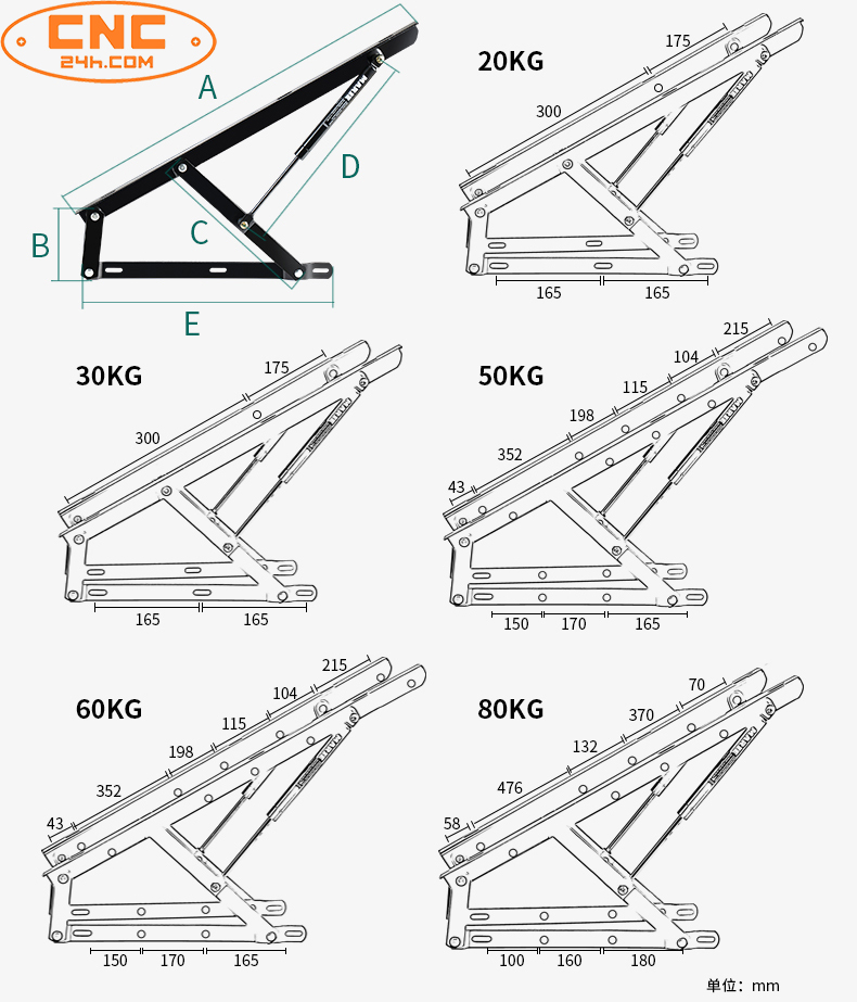 tay thủy lực nâng giường