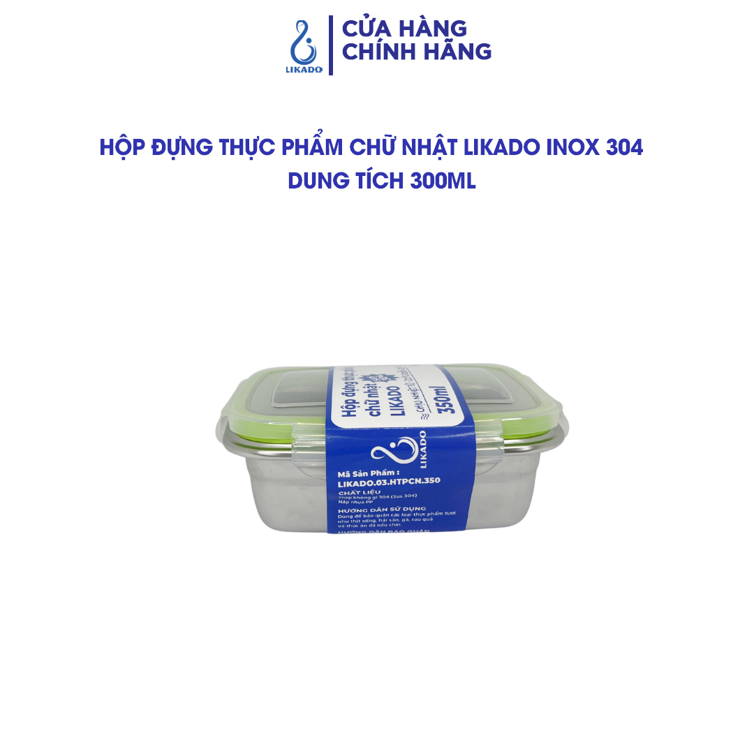 Hộp thực phẩm chữ nhật Likado inox 304 dung tích 350ml, 550ML, 850ml, 2800ml