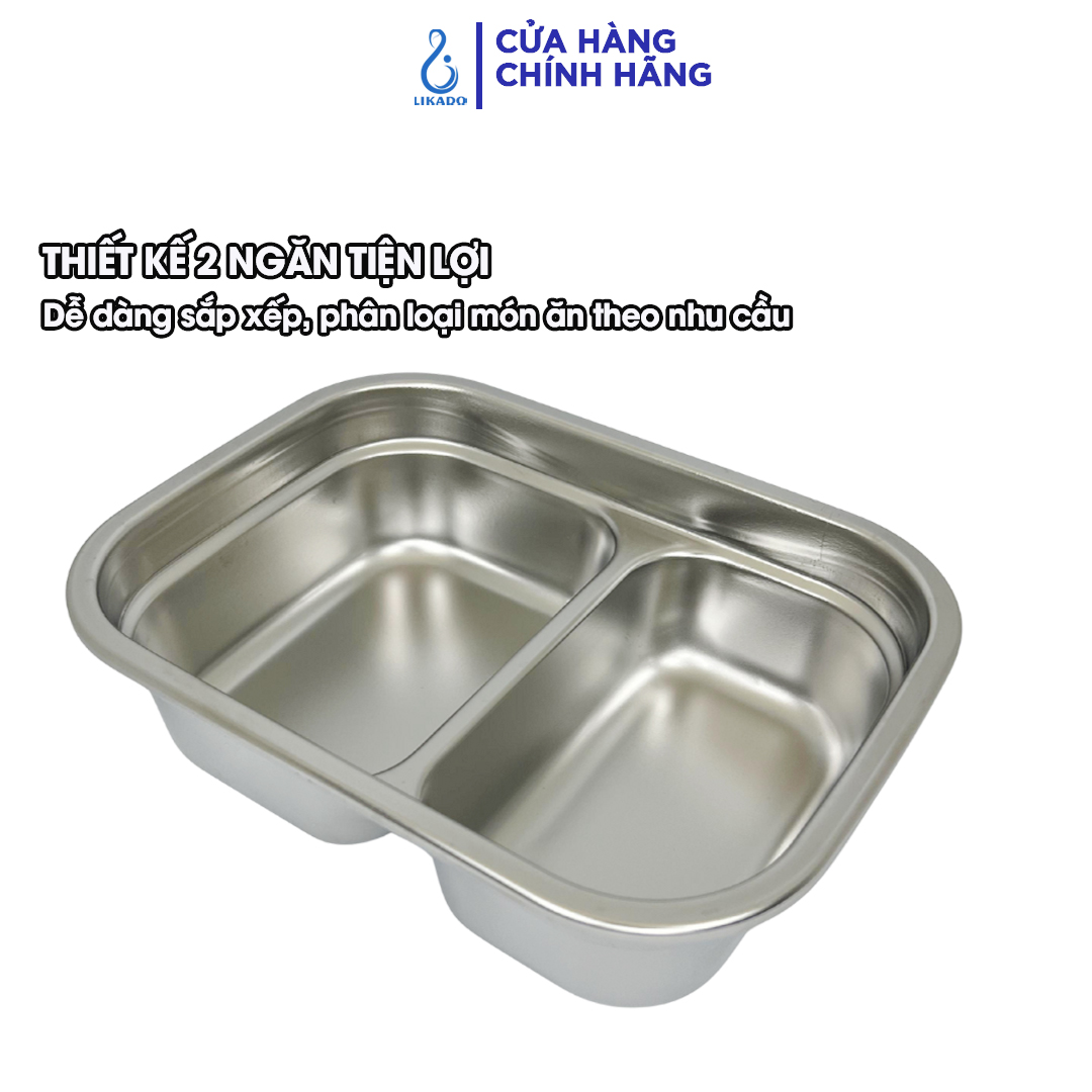 Hộp thực phẩm Likado inox 304 2 ngăn có tay cầm và nút thông hơi dung tích 1200 ml