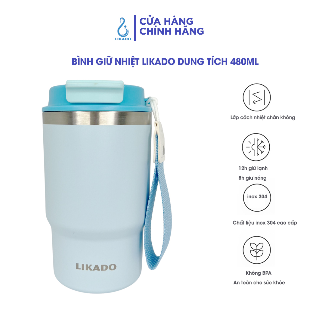 Bình giữ nhiệt Likado inox 304 cao cấp giữ nhiệt lâu dung tích 480ml