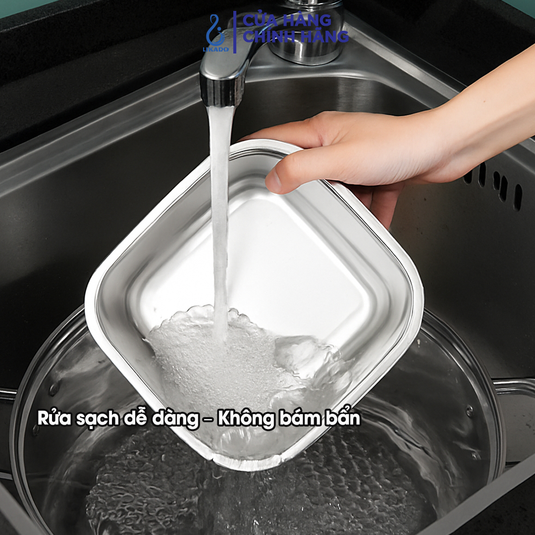 Hộp thực phẩm vuông Likado inox 304 dung tích 600ml, 1200ml, 2400ml