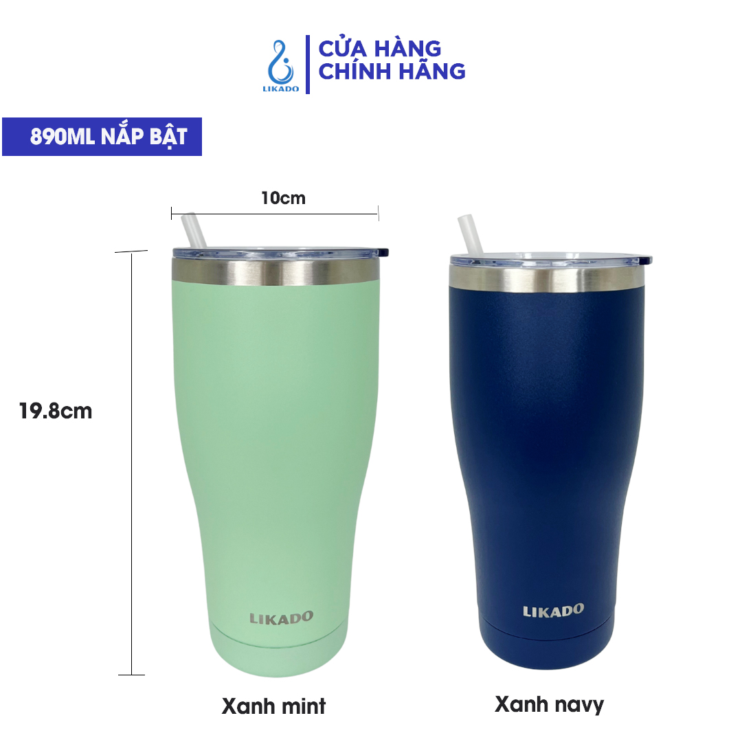 Bình giữ nhiệt Likado inox 304 nắp bật  ống hút dung tích 890ml