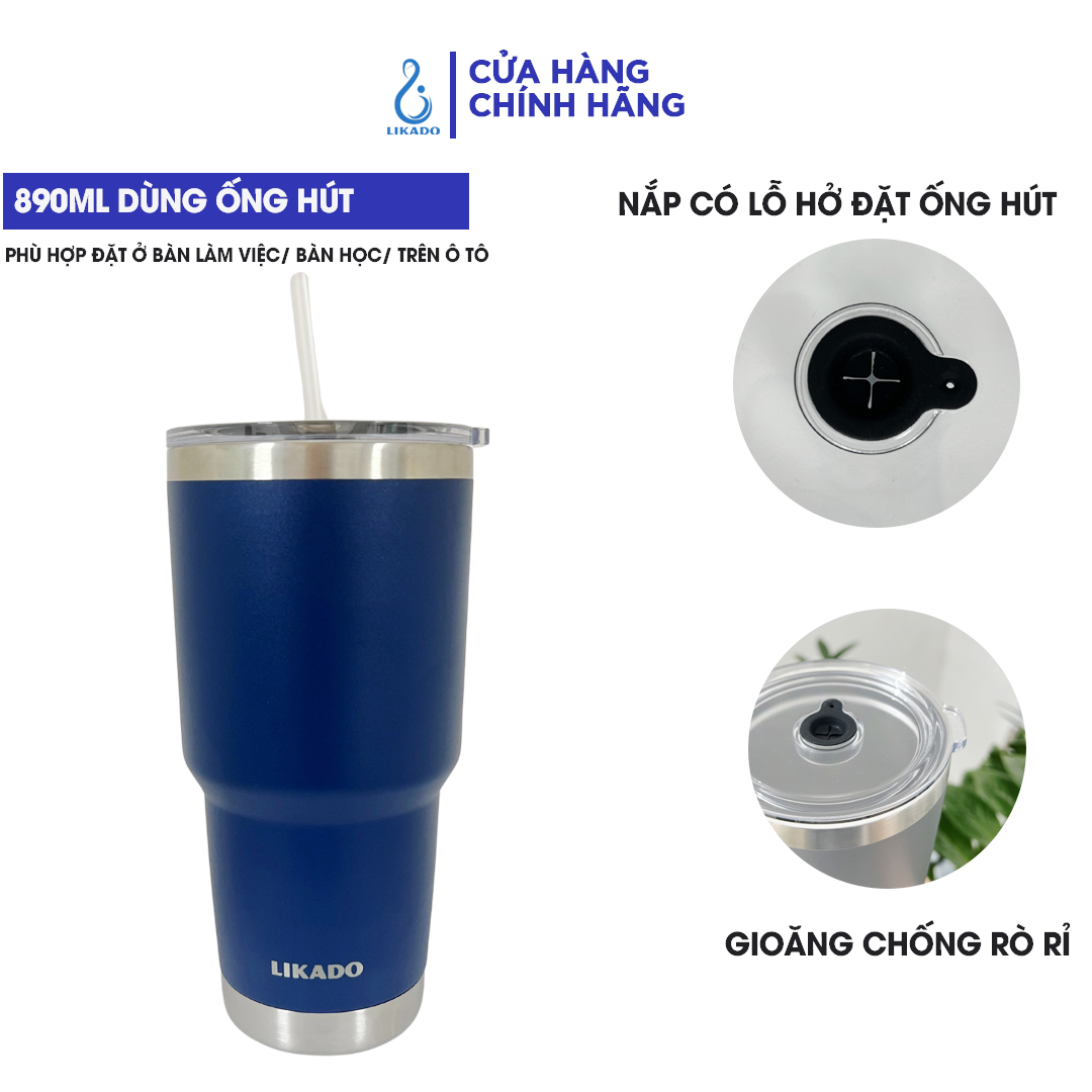 Bình giữ nhiệt Likado inox 304 có ống hút dung tích 890ml