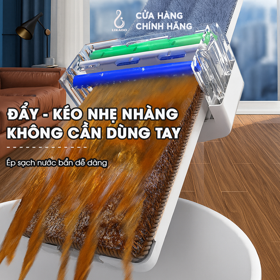 Cây lau nhà tự vắt thông minh Likado bản to 45cm LKD-45