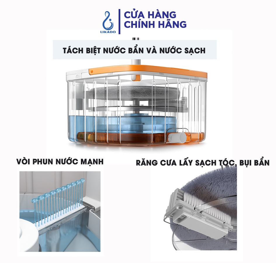 Cây lau nhà thông minh tách nước bẩn thông minh LKD -821
