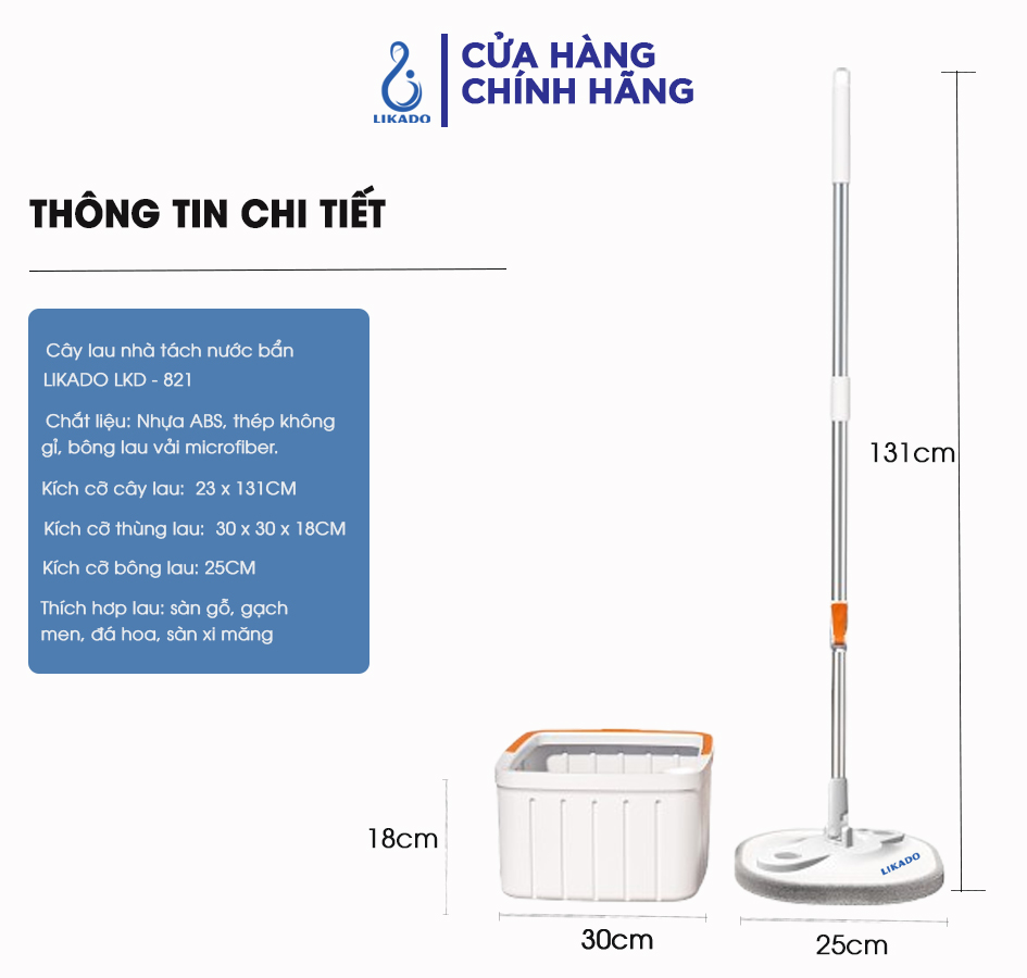 Cây lau nhà thông minh tách nước bẩn thông minh LKD -821