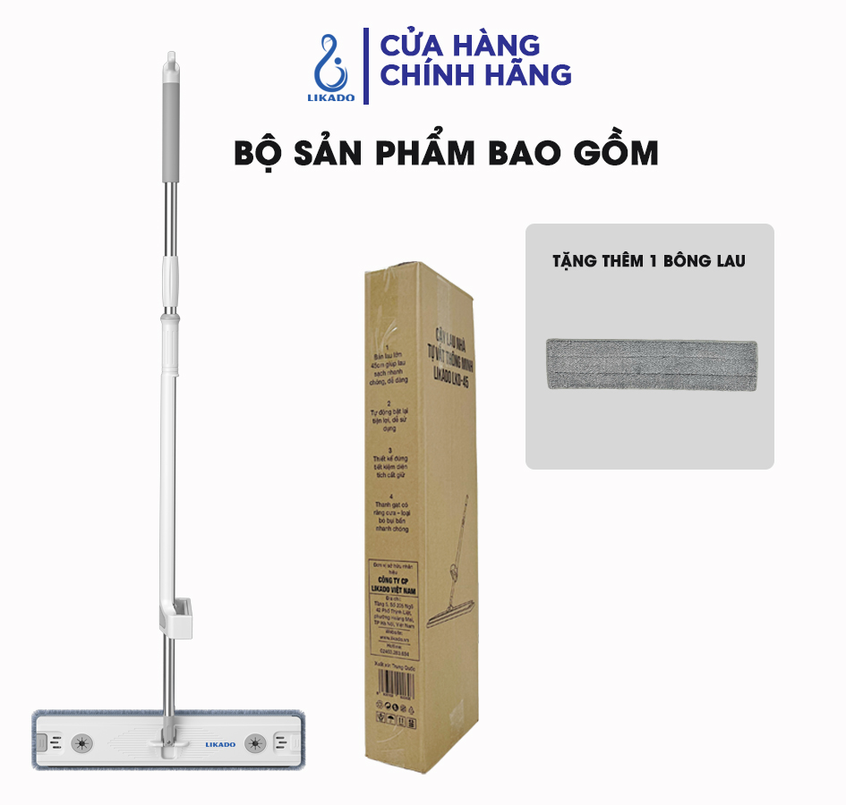 Cây lau nhà tự vắt thông minh Likado bản to 45cm LKD-45