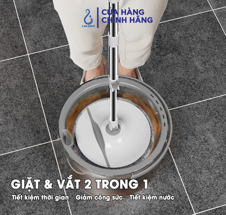 Cây lau nhà thông minh tách nước bẩn Likado LKD 817 Thùng tròn