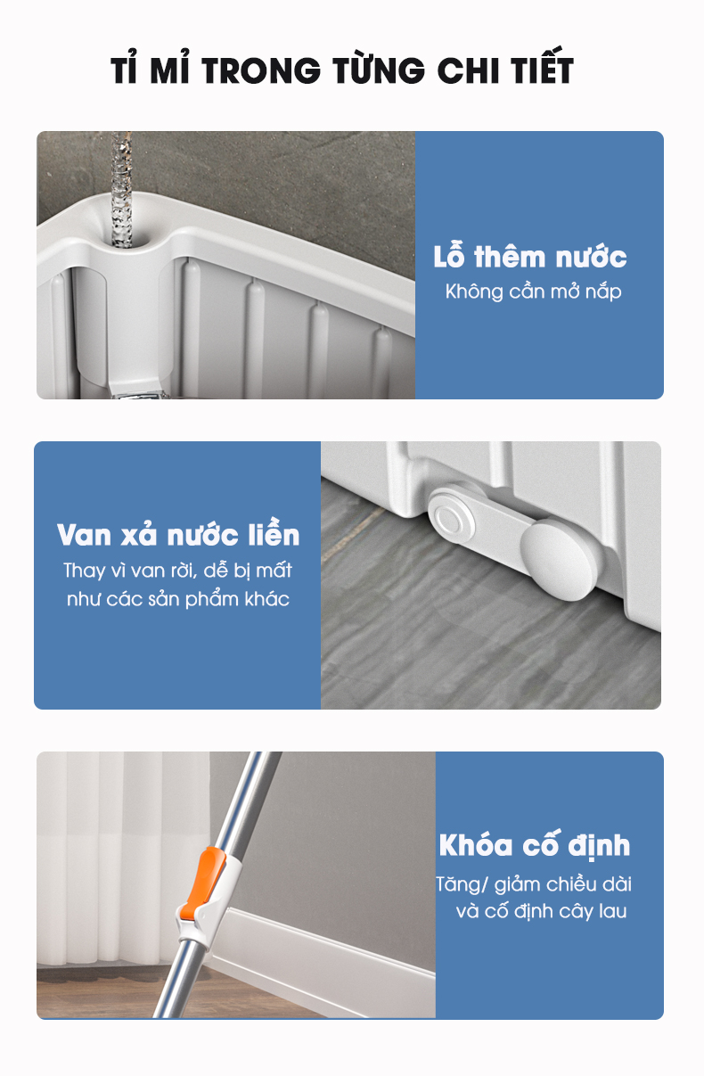 Cây lau nhà thông minh tách nước bẩn thông minh LKD -821