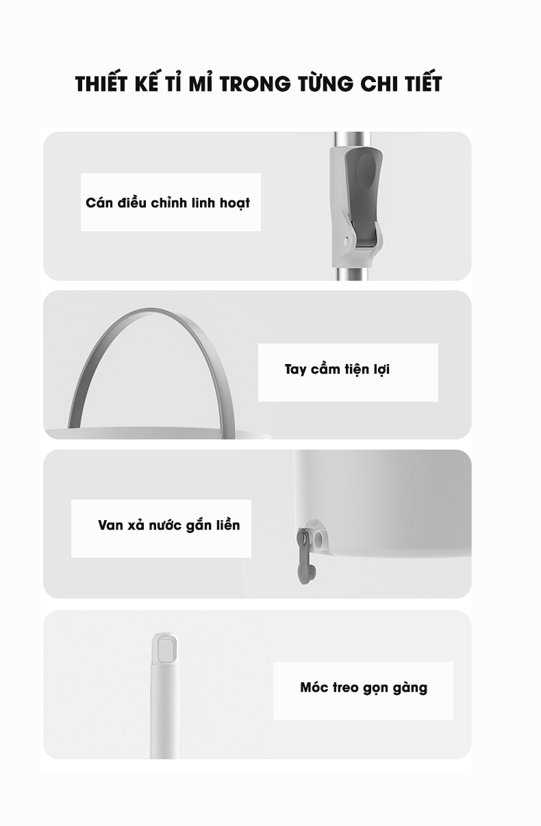 Cây lau nhà thông minh tách nước bẩn Likado LKD 817 Thùng tròn