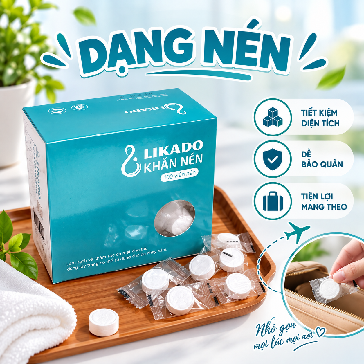 Khăn nén Likado hộp 100 viên