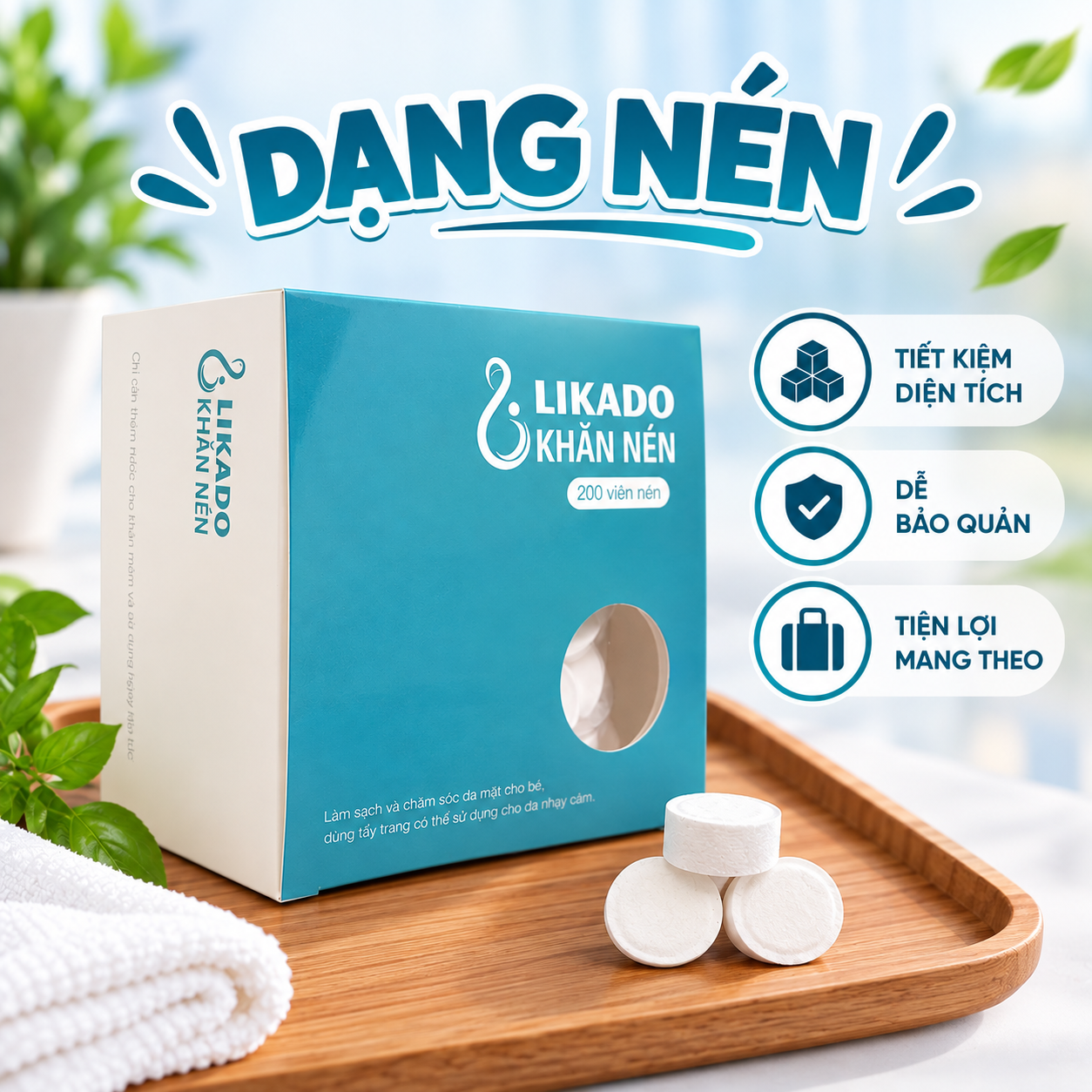 Khăn nén likado hộp 200 viên