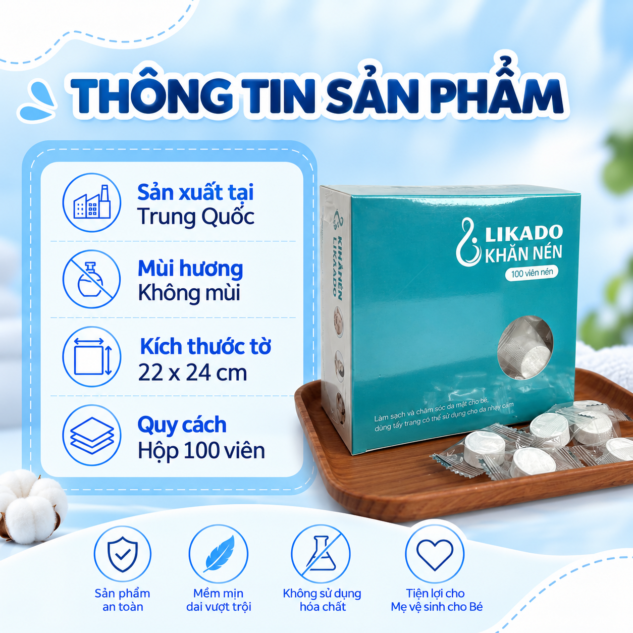Khăn nén Likado hộp 100 viên