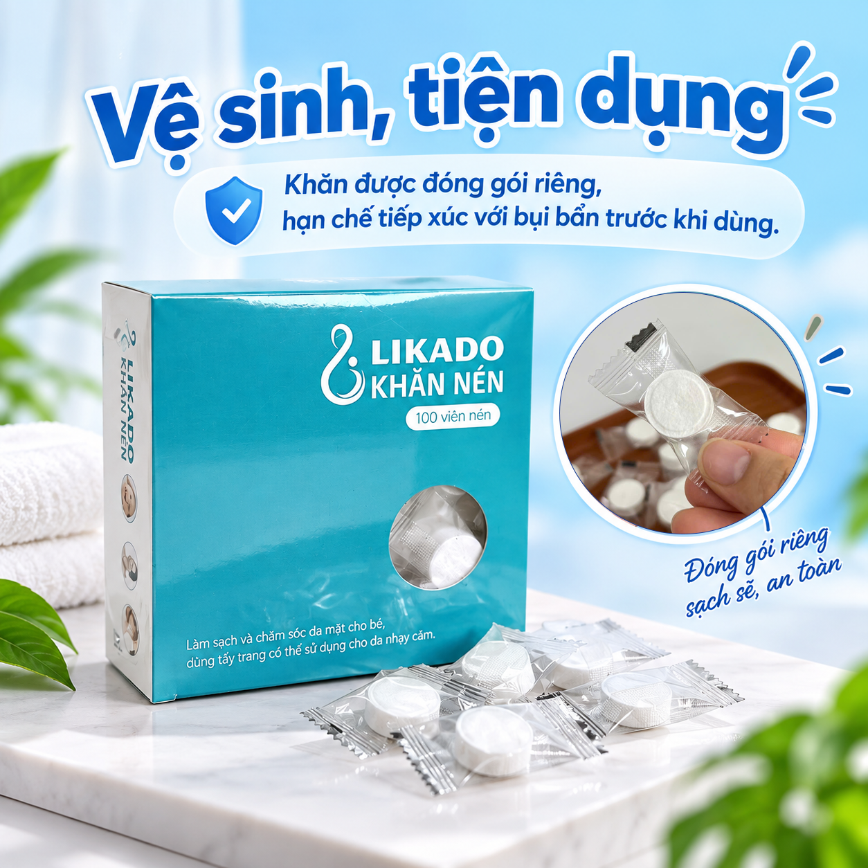 Khăn nén Likado hộp 100 viên