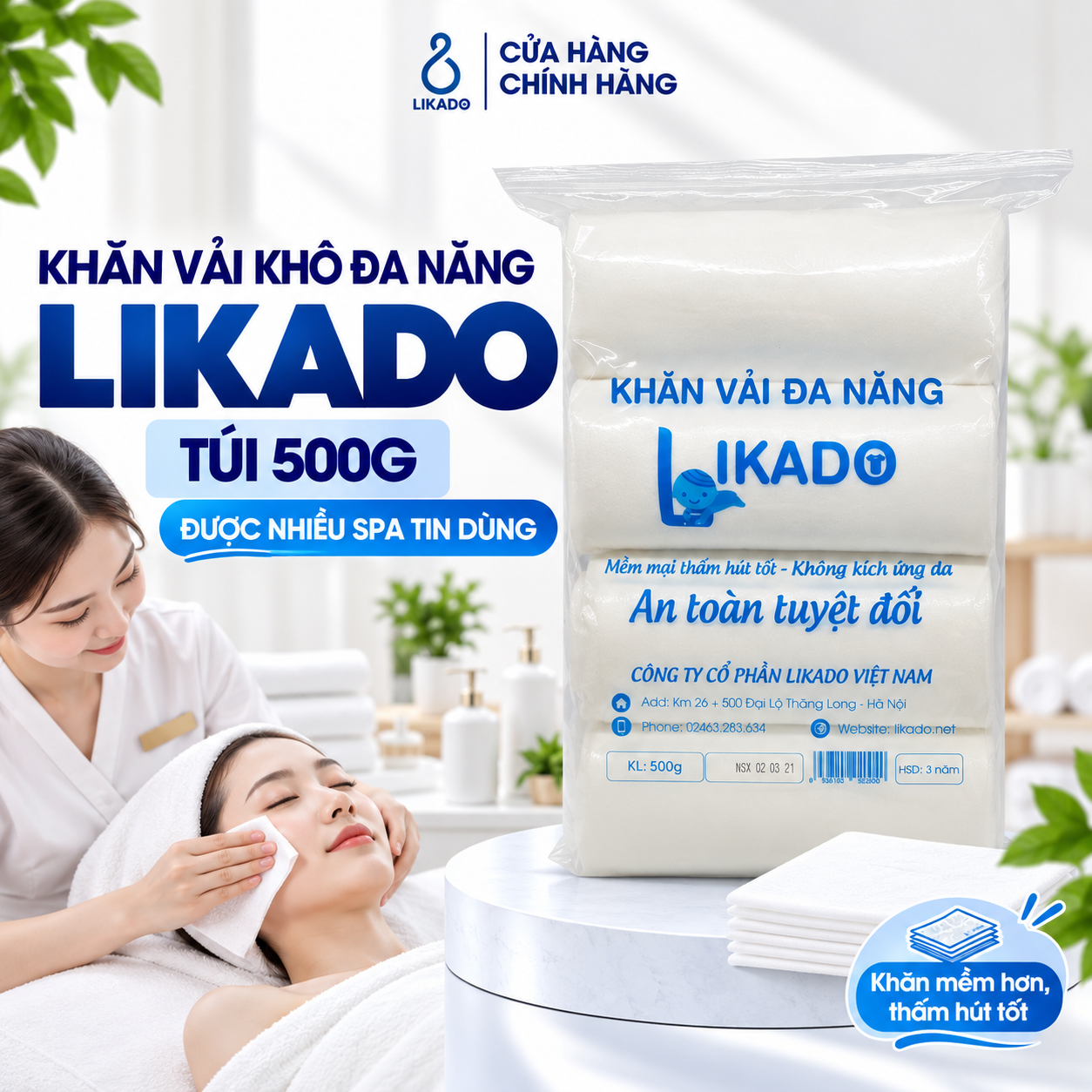 Combo 5 tặng 1 khăn vải đa năng Likado dạng cuộn nhỏ