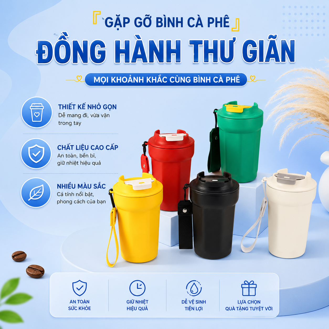 Cốc Giữ Nhiệt Likado thép không rỉ 304 dung tích 380ml/600ml