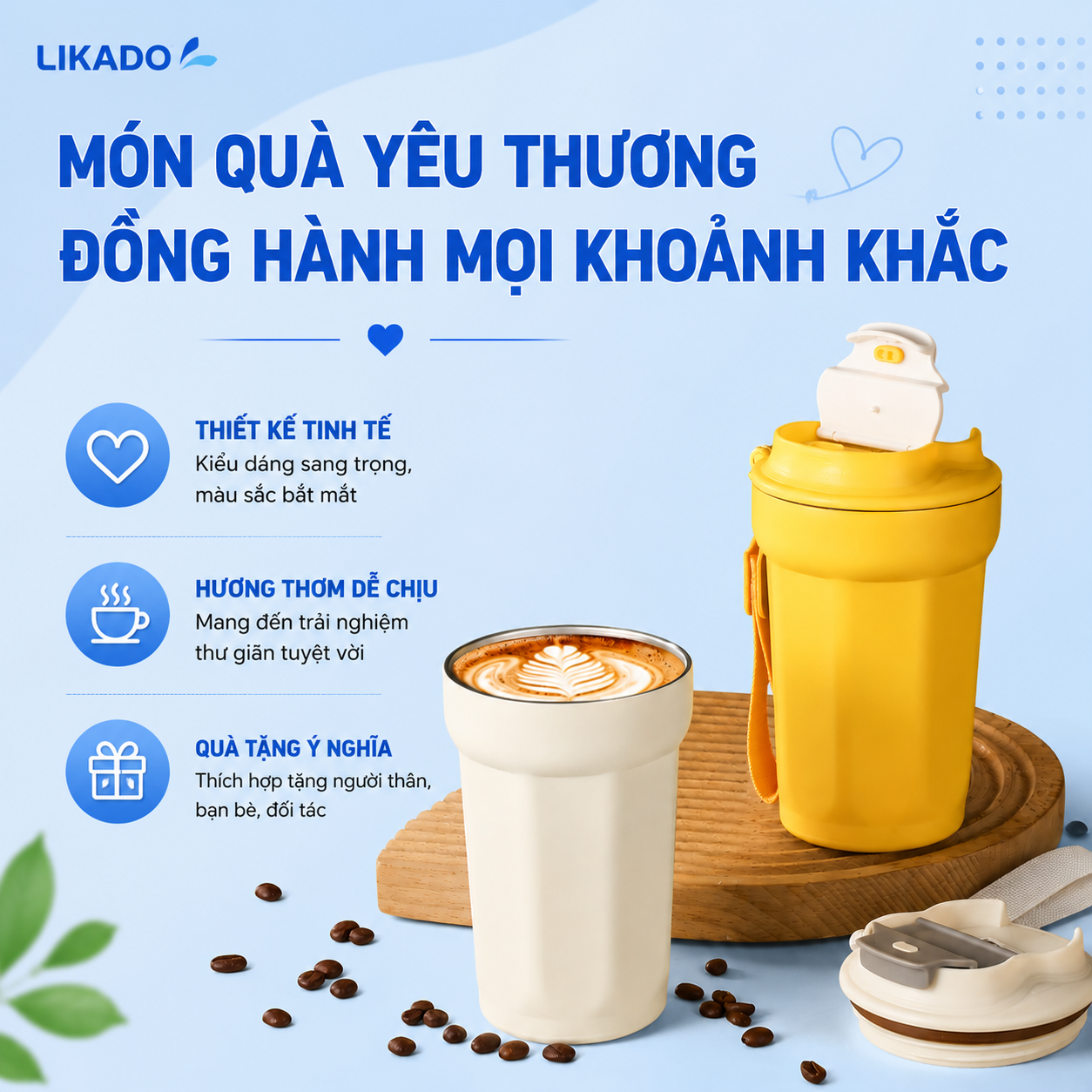 Cốc Giữ Nhiệt Likado thép không rỉ 304 dung tích 380ml/600ml
