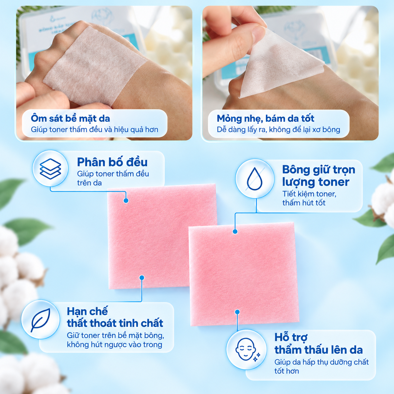 Bông đắp toner Likado 1000 miếng cotton mềm